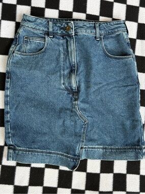 Collusion Denim Mini Skirt Size 4 Blue High Rise Y2K Straight Jean Skirt